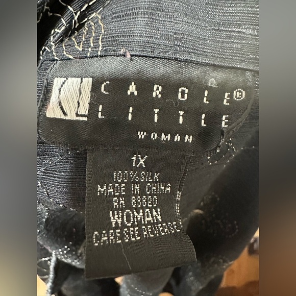 Carole Little Women’s 1X Black Floral Embroidered 100% Silk Jacket Button Front - Picture 4 of 5